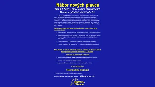 Nábor nových plavců - KL Sport Teplice: termíny a informace
